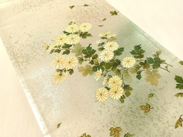 平和屋着物●漆工芸作家　金森一博　六通柄袋帯　菊花文　金銀彩　引箔　正絹　逸品　CABK4622vp