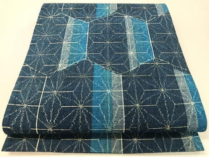 平和屋着物●六通柄袋帯　紬地　麻の葉亀甲文　正絹　逸品　CABK4623vp