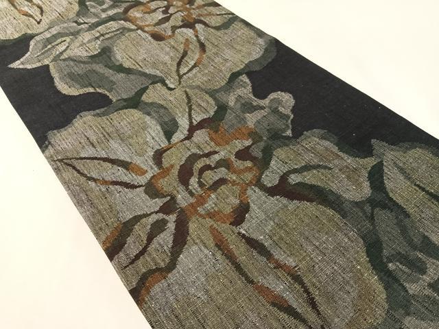 平和屋着物●結城全通絣帯　袋帯　紬地　舞花文　正絹　逸品　CABK4625vp