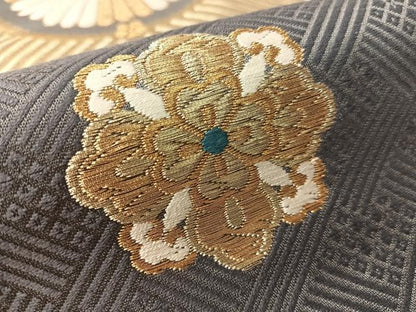 平和屋着物●京の名門　じゅらく謹製　六通柄袋帯　唐織　市松正倉院花文　金糸　やまと誂製　正絹　逸品　CABK4629vp