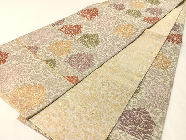 平和屋着物●両面　六通柄袋帯　唐織　花唐草文　金糸　正絹　逸品　CABK4630vp