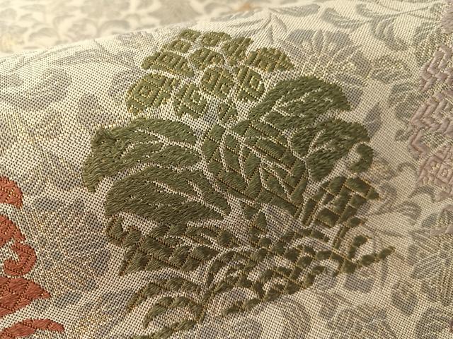 平和屋着物●両面　六通柄袋帯　唐織　花唐草文　金糸　正絹　逸品　CABK4630vp
