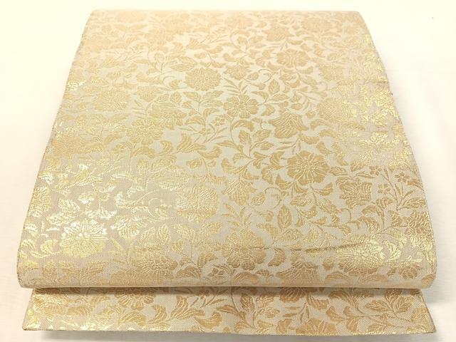 平和屋着物●両面　六通柄袋帯　唐織　花唐草文　金糸　正絹　逸品　CABK4630vp