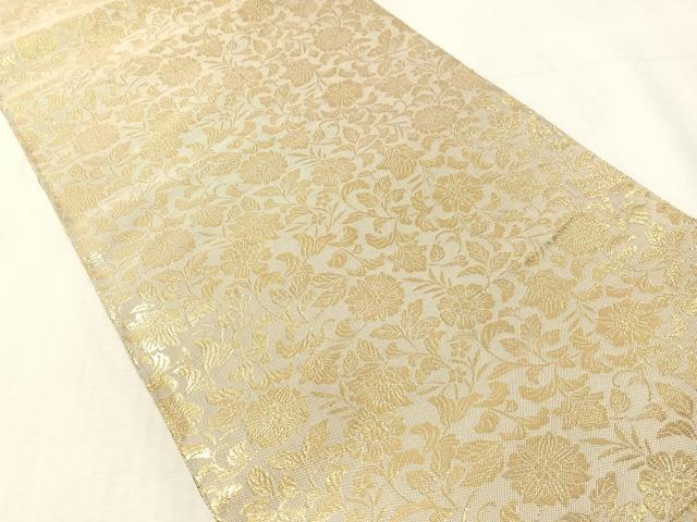 平和屋着物●両面　六通柄袋帯　唐織　花唐草文　金糸　正絹　逸品　CABK4630vp