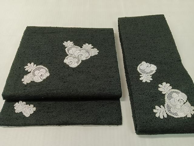 平和屋着物●つけ帯　総刺繍　吉祥花文　黒地　CABK4631vp