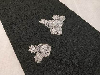平和屋着物●つけ帯　総刺繍　吉祥花文　黒地　CABK4631vp