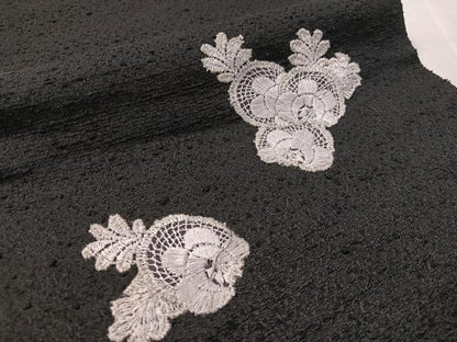 平和屋着物●つけ帯　総刺繍　吉祥花文　黒地　CABK4631vp