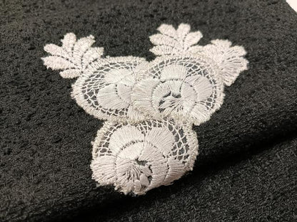 平和屋着物●つけ帯　総刺繍　吉祥花文　黒地　CABK4631vp