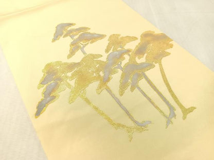 平和屋着物●東京手描友禅　安達雅一　塩瀬　つけ帯　松　金彩　正絹　逸品　CABK4634vp