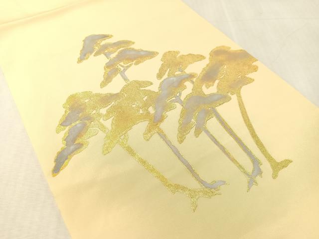 平和屋着物●東京手描友禅　安達雅一　塩瀬　つけ帯　松　金彩　正絹　逸品　CABK4634vp