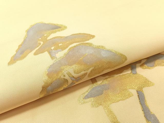 平和屋着物●東京手描友禅　安達雅一　塩瀬　つけ帯　松　金彩　正絹　逸品　CABK4634vp