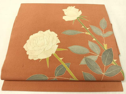 平和屋着物●つけ帯　友禅　バラ　鬼しぼ縮緬　正絹　逸品　CABK4635vp