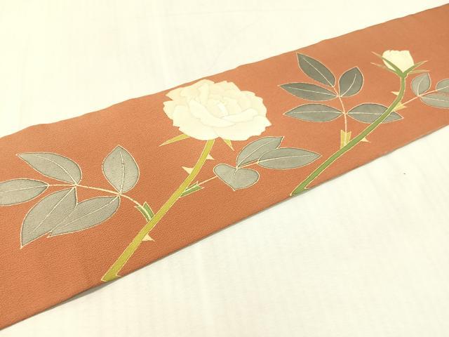平和屋着物●つけ帯　友禅　バラ　鬼しぼ縮緬　正絹　逸品　CABK4635vp