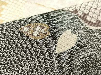 平和屋着物●つけ帯　雪輪舞桜文　金糸　正絹　逸品　CABK4637vp