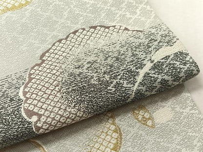 平和屋着物●つけ帯　雪輪舞桜文　金糸　正絹　逸品　CABK4637vp