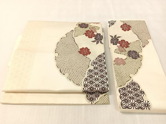 平和屋着物●つけ帯　雪輪花文　正絹　逸品　CABK4638vp