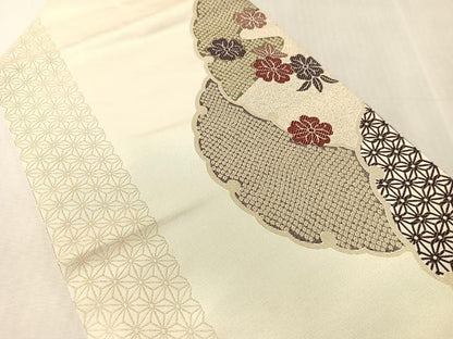 平和屋着物●つけ帯　雪輪花文　正絹　逸品　CABK4638vp