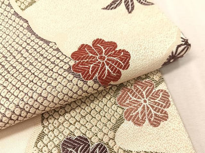 平和屋着物●つけ帯　雪輪花文　正絹　逸品　CABK4638vp