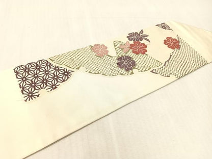 平和屋着物●つけ帯　雪輪花文　正絹　逸品　CABK4638vp