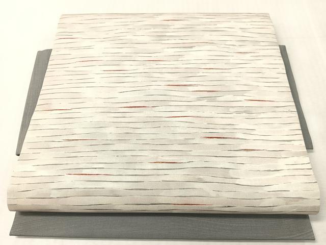平和屋着物●塩瀬　つけ帯　ろうけつ染　霞文　金彩　正絹　逸品　CABK4640vp