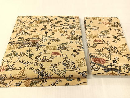 平和屋着物●つけ帯　型染め　風景花文　正絹　逸品　CABK4643vp