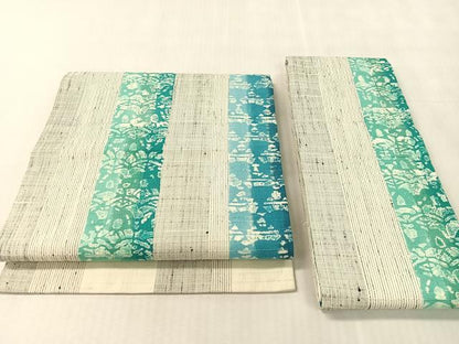 平和屋着物●染色作家　小溝一夫　両面　つけ帯　紬地　吉祥間道　正絹　逸品　CABK4644vp