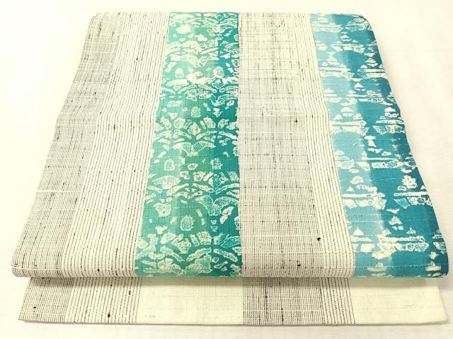 平和屋着物●染色作家　小溝一夫　両面　つけ帯　紬地　吉祥間道　正絹　逸品　CABK4644vp