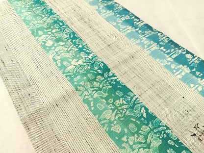 平和屋着物●染色作家　小溝一夫　両面　つけ帯　紬地　吉祥間道　正絹　逸品　CABK4644vp