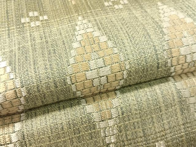平和屋着物●ワンタッチつけ帯　真綿バンブー和紙織　菱吉祥文　正絹　逸品　CABK4645vp