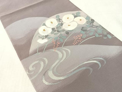 平和屋着物●爪掻き本綴れ　八寸名古屋帯　万寿菊　正絹　逸品　CABK4648vp