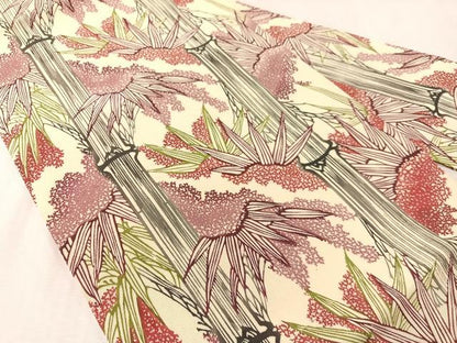 平和屋着物●全通柄　九寸名古屋帯　型染め　笹竹文　正絹　逸品　CABK4649vp