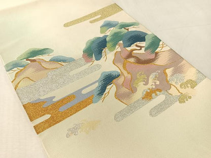 平和屋着物●爪掻き本綴れ　八寸名古屋帯　浜松文　金銀糸　正絹　逸品　未使用　CABK4653vp