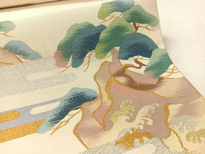 平和屋着物●爪掻き本綴れ　八寸名古屋帯　浜松文　金銀糸　正絹　逸品　未使用　CABK4653vp