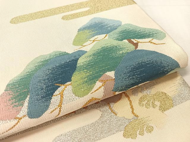 平和屋着物●爪掻き本綴れ　八寸名古屋帯　浜松文　金銀糸　正絹　逸品　未使用　CABK4653vp