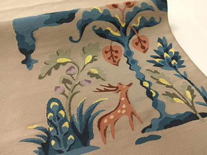 平和屋着物●爪掻き本綴れ　八寸名古屋帯　動物吉祥花文　金糸　正絹　逸品　CABK4654vp