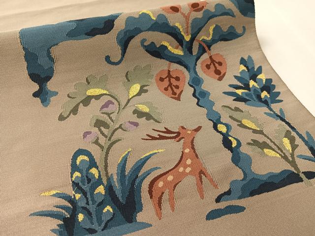 平和屋着物●爪掻き本綴れ　八寸名古屋帯　動物吉祥花文　金糸　正絹　逸品　CABK4654vp
