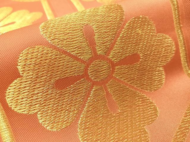 平和屋着物●西陣　川島織物　九寸名古屋帯　亀甲花文　金糸　正絹　逸品　CABK4657vp