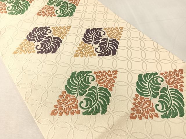 平和屋着物●俵屋　人間国宝　喜多川平朗  有職織物　九寸開き名古屋帯　唐織　花菱文　正絹　逸品　CABK4658vp