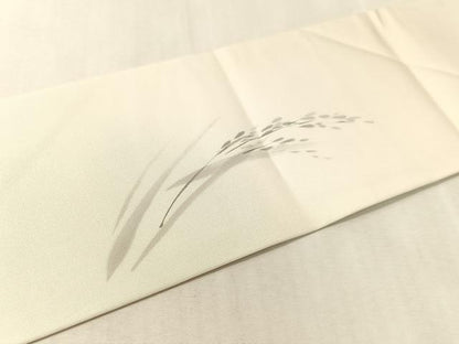 平和屋着物●塩瀬　九寸名古屋帯　作家物　手描き　雀　正絹　逸品　CABK4659vp