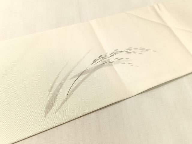 平和屋着物●塩瀬　九寸名古屋帯　作家物　手描き　雀　正絹　逸品　CABK4659vp