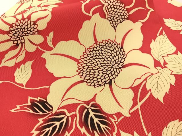 平和屋着物●塩瀬　全通柄　九寸名古屋帯　型染め　草花文　正絹　逸品　CABK4664vp