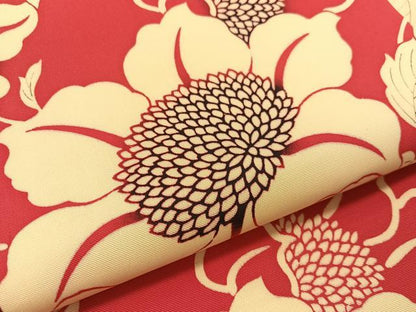 平和屋着物●塩瀬　全通柄　九寸名古屋帯　型染め　草花文　正絹　逸品　CABK4664vp