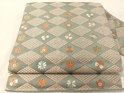 平和屋着物●九寸名古屋帯　唐織　菱花文　金糸　正絹　逸品　CABK4669vp