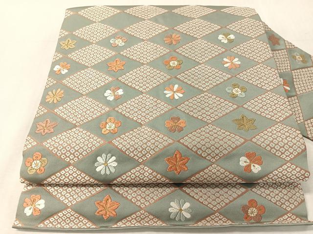 平和屋着物●九寸名古屋帯　唐織　菱花文　金糸　正絹　逸品　CABK4669vp