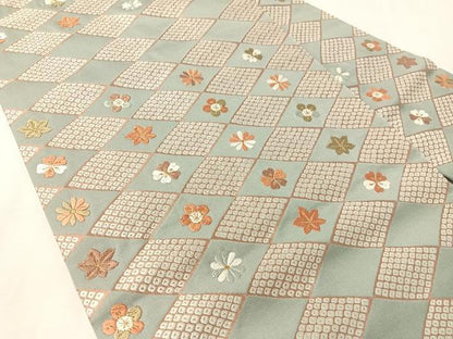 平和屋着物●九寸名古屋帯　唐織　菱花文　金糸　正絹　逸品　CABK4669vp