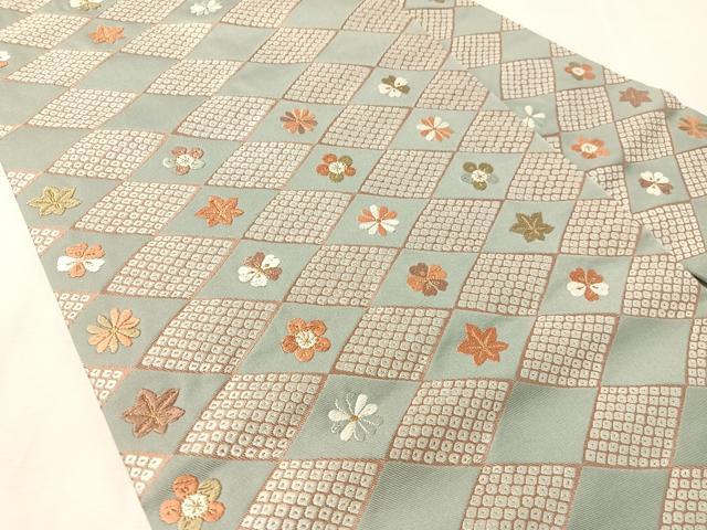 平和屋着物●九寸名古屋帯　唐織　菱花文　金糸　正絹　逸品　CABK4669vp