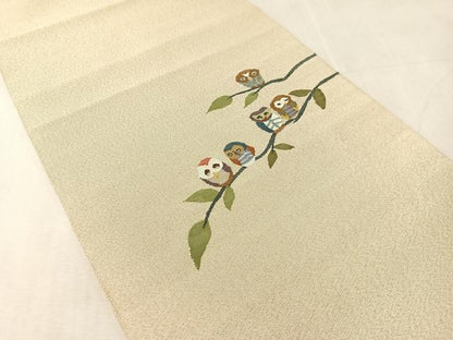 平和屋着物●爪掻き本綴れ　八寸名古屋帯　フクロウ　金銀糸　逸品　CABK4677vp