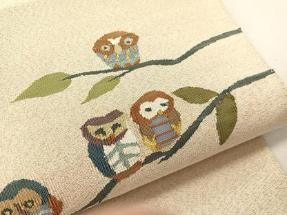 平和屋着物●爪掻き本綴れ　八寸名古屋帯　フクロウ　金銀糸　逸品　CABK4677vp