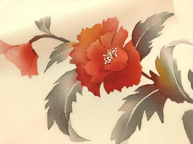平和屋着物●九寸名古屋帯　ろうけつ染　草花文　鬼しぼ縮緬　正絹　逸品　CABK4678vp
