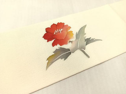 平和屋着物●九寸名古屋帯　ろうけつ染　草花文　鬼しぼ縮緬　正絹　逸品　CABK4678vp